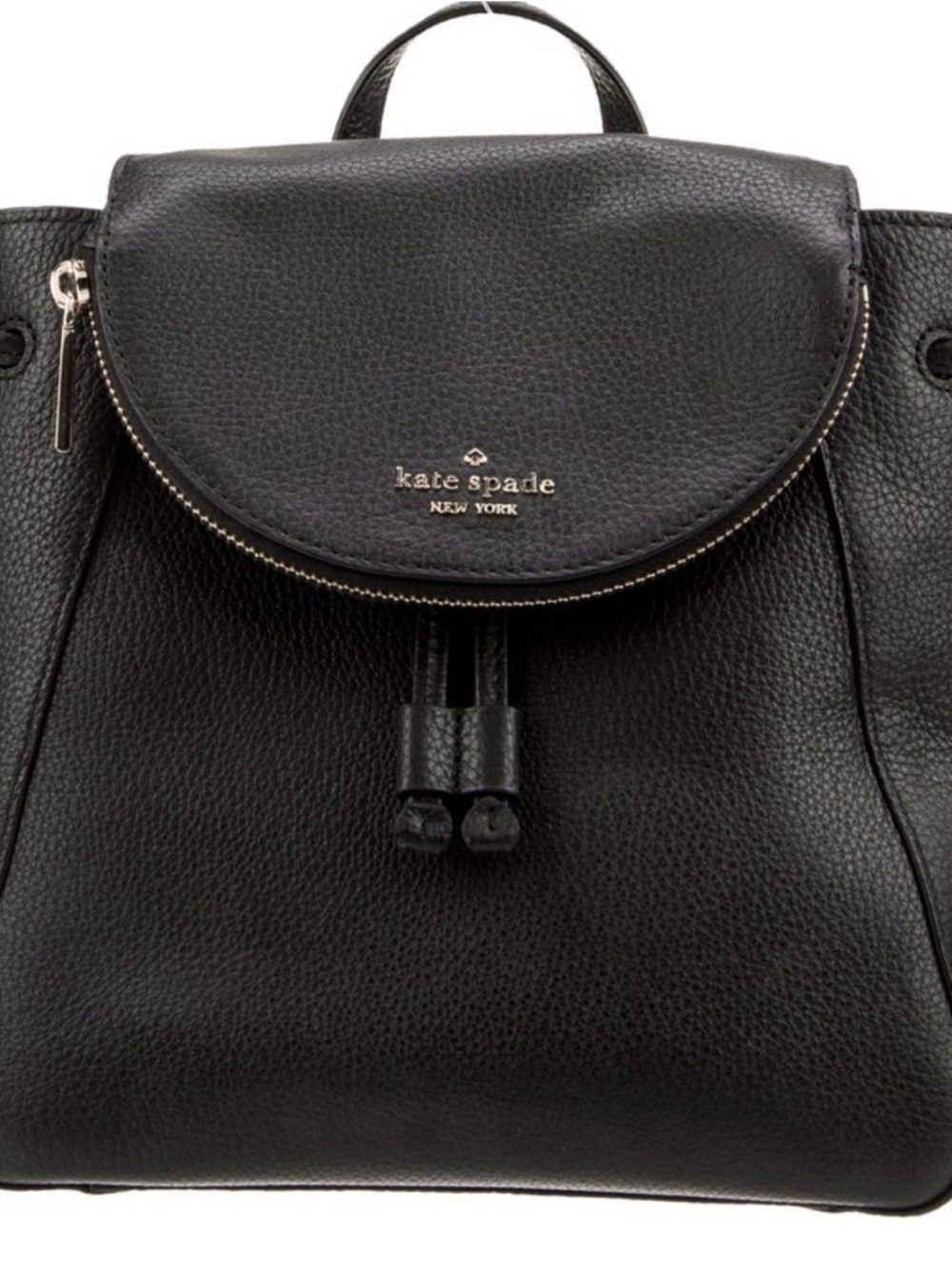 kate spade Black Pebbled Leather Drawstring Backpack